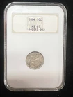 1884 SEATED LIBERTY DIME NGC MS61 TONER RAINBOW #G694