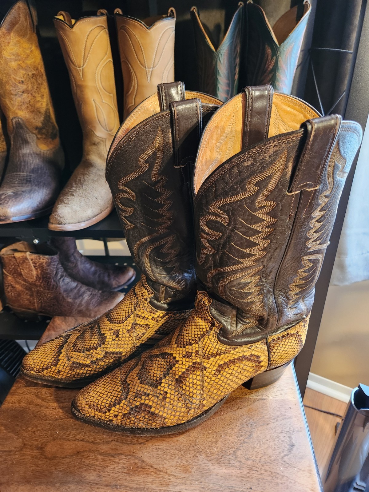 Vintage Justin 8621 Genuine Python Snakeskin Cowb… - image 2