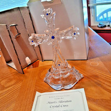Lenox Crystal 8" Cross with Base and Blue Accent