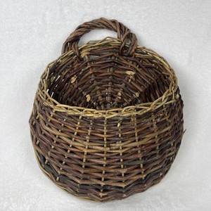 Vintage Wicker Wall Basket Hanging Pocket Planter Rustic Decor