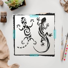 Lizards Stencil Reusable Sturdy Flexible Clear Plastic 1-5.5x5.5 in Arts and...