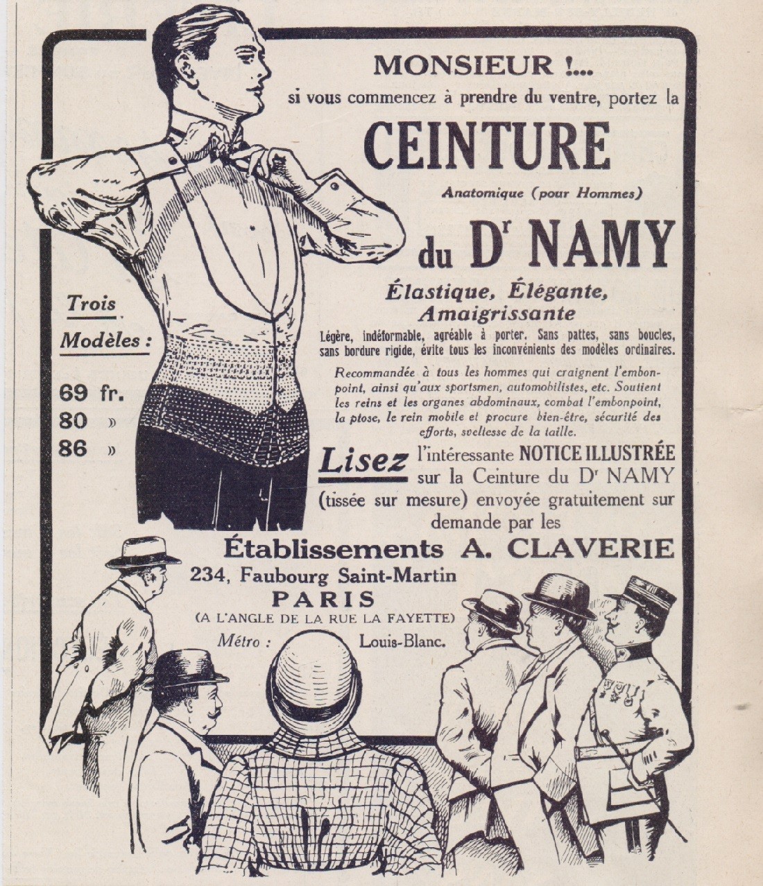 Ceinture anatomique du dr Namy. Advertising 1926