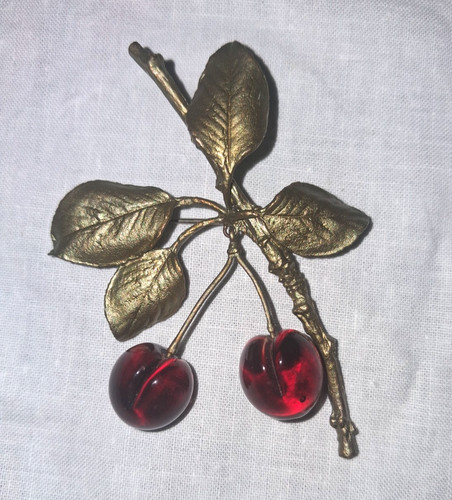 Michael Michaud "Morello Cherry" Brooch Pin from the renowned Silver Seasons col