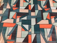 Scion Beton Blue Orange Velvet 2.2m  Fabric Remnant