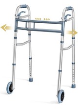 New Medical King Folding Walker w/ Wheels Lightweight, Adjustable,Up To 350lbs