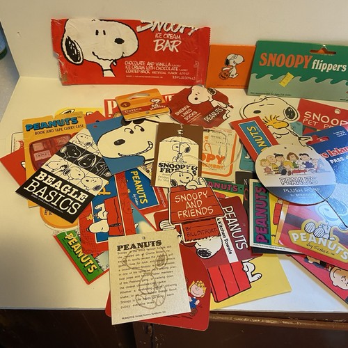 Snoopy Peanuts Werbeetiketten Hängeetiketten Ephemera Vintage 45 Stück Charlie