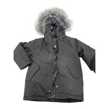 Wantdo Kids Black Hooded Winter Parka Jacket with Faux Fur Trim Size 6-7