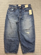 Universal Thread Jeans Womens 8 Blue Easy Barrel High Rise Barrel Leg 24 Inseam