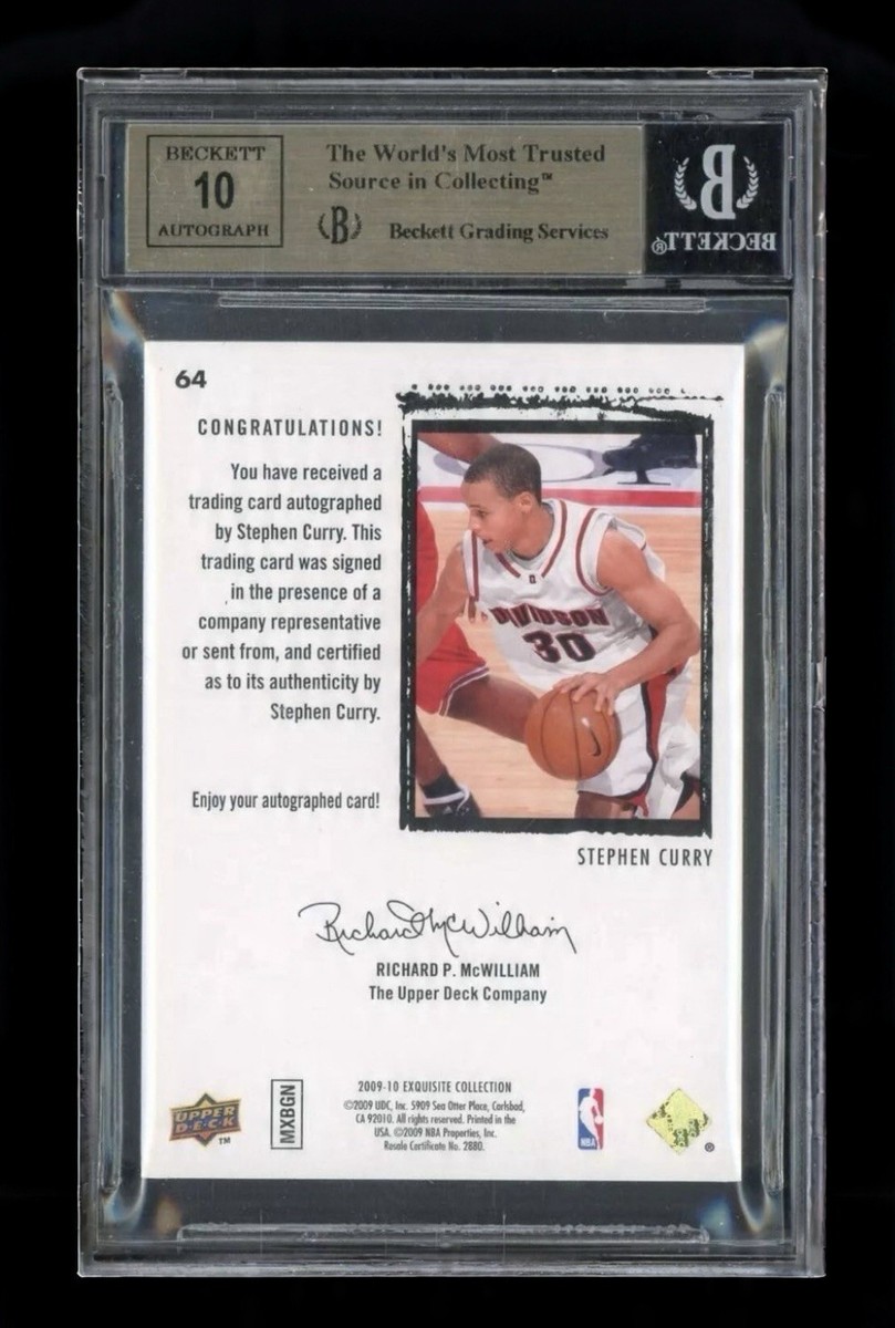 STEPHEN CURRY BGS 9.5 /10 2009 UD EXQUISITE #64 ROOKIE AUTO /225