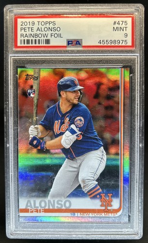 2019 Topps Pete Alonso Rainbow Foil Rookie RC #475 Mets PSA 9