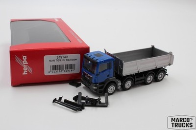Herpa MAN TGS NN Construction tipper 4-axle, blue/silver No