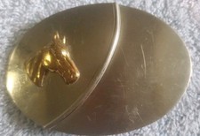 Horse Belt Buckle Cowboy Rancher Western Ranch Vtg Chambers Belt Nickle Silver