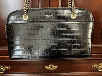 DKNY Black Croc-Embossed Shoulder Bag
