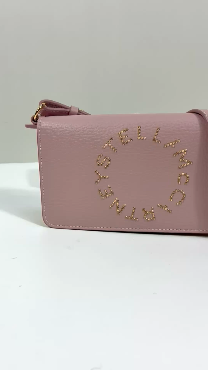 Stella McCartney Mini Logo Faux Leather Crossbody Bag Pale Mauve