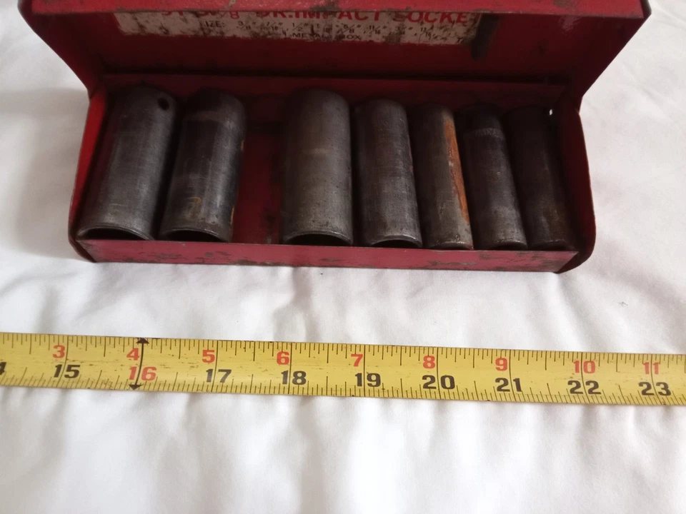 7 pc 1/2" DR Deep Air Impact Socket Metric 1/2in Drive Sockets Black . - Image 2 of 4