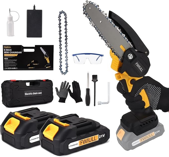 Motosega 6'' dotata di Pompa Olio 2 batterie lubrificata