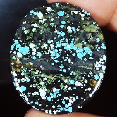 81,15 Ct 100% Natürliche Tibet Türkis Ovaler Cabochon Edelstein 30x36x9 mm DK-18
