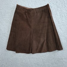 Vintage Y2K 2010s Mini Skirt Sz XS Suede Leather Brown Boho Festival Western