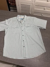Magellan Outdoors Fish Gear Shirt XL Vented Plaid Short Sleeve Moisture Wicking
