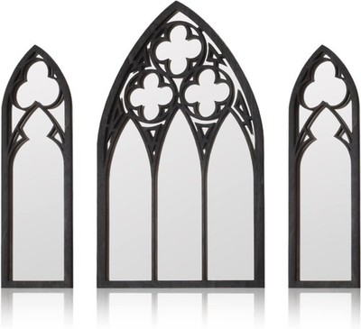 3 Pack Gothic Mirrors Wall Decor, Cathedral Arch Frame Tiny Mirror Got