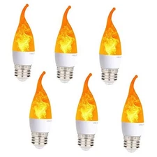 6 Pack LED Flicker Flame Mini Light Bulb, E26 2W Realistic 6 Count (Pack of 1)