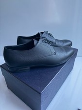 Prada Saffiano Leather Derby Dress Shoes Black UK 8.5 US 9.5 Worn Twice Full Set