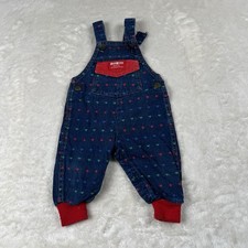 Vintage OshKosh B'gosh Denim Overalls 3/6 Month Embroidered Union Made In USA