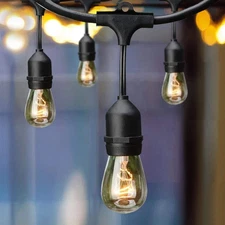 Hampton Bay 12-Light 24 ft Indoor/Outdoor Edison Bulb String Lights Plug In