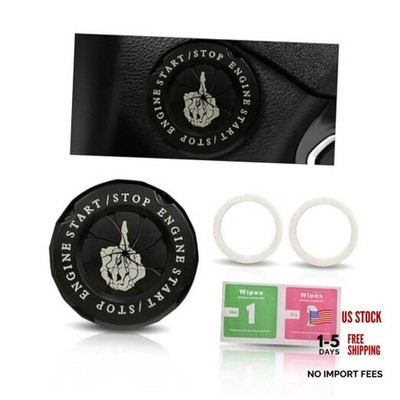 Car Push Start Stop Button Protector, Rotary Ignition Middle Finger - Black