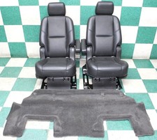 Wear 13 Tahoe Swb Black Leather Second Row Captains Heat Bucket Seats Pair 2x