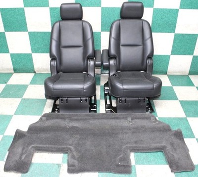 *WEAR* 13' TAHOE SWB Black Leather Second Row Captains Heat Bucket Seats Pair 2x