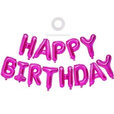 Hot Pink Happy Birthday Balloons Banner,16 Inch Happy Birthday Letter Balloon...