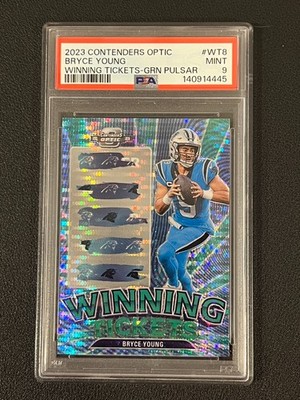 Bryce Young 2023 Contenders Optic Winning Tickets Green Pulsar /30 PSA 9 Rookie 