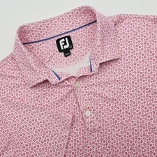 Footjoy Golf Polo Shirt Men's Large Pink Floral FJ Performance Stretch Preppy