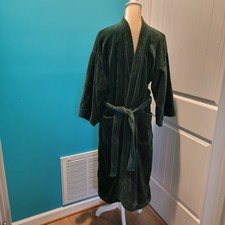 Stafford Mens Green Terry Robe One Size, Belt, Pockets