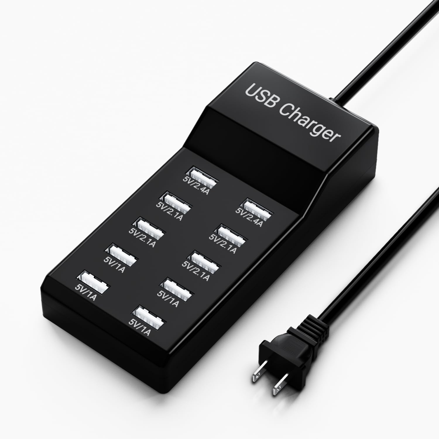 50W 10A 10-Port USB Charging Station with Fast Charging, Multiport USB Hub for Multiple Devices-image
