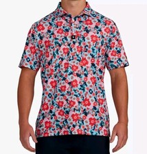 Bad Birdie Men's Golf Polo Shirt Short Sleeve Floral Colorful Size Medium