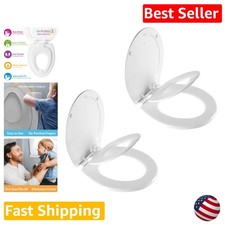 Durable Round Toilet Seat 2-Pack White, Potty Seat, Slow Close, Stay-Tite Hinges