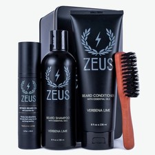 Beard Shampoo  Conditioner Beard Oil  Brush Set Zeus Men Made in USA