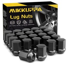 MIKKUPPA M14x1.5 Black Lug Nuts - 24pc One-Piece Chrome Acorn OEM Factory Style