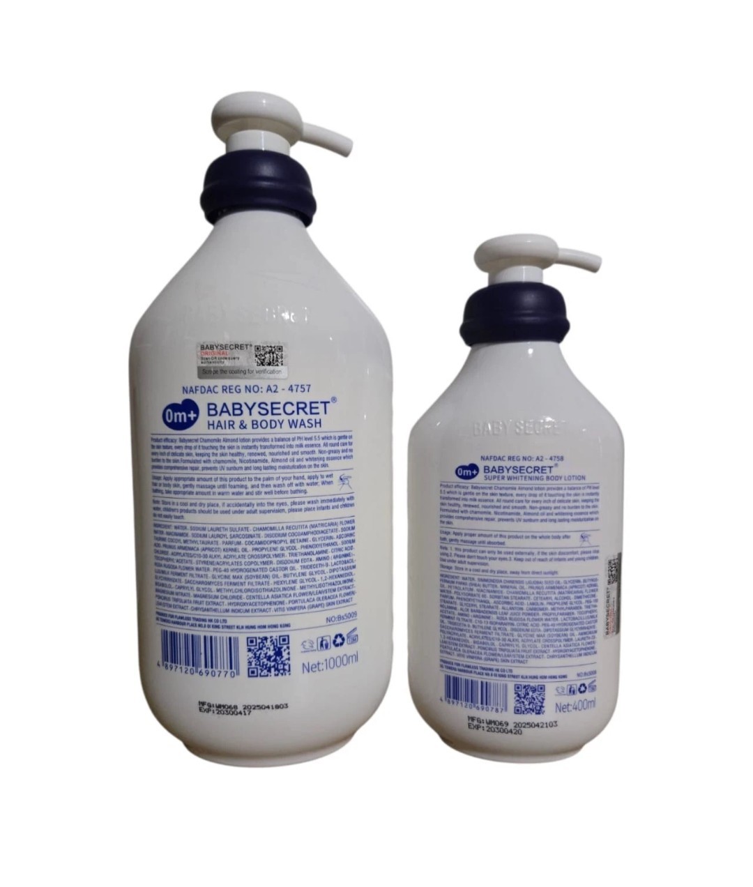 Baby Secret Super Whitening Chamomile Almond Lotion, Wash Protects From Day Old