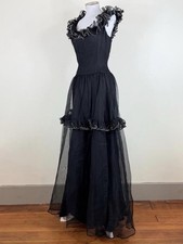 Vintage Early 1940s Evening Gown With Ruffles And Lace Trim