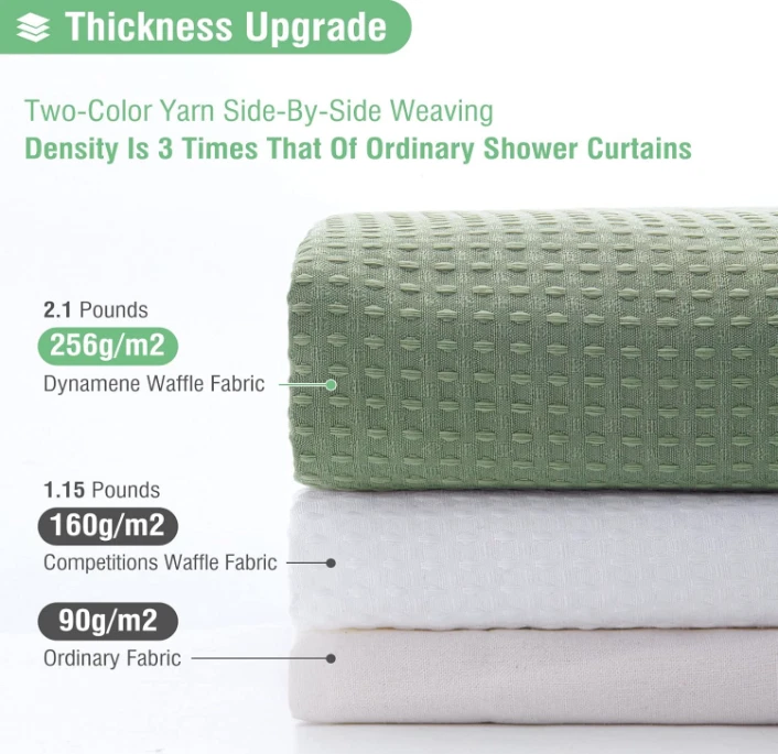 Вафли Cortina de Ducha Verde 72x72, Tela Gruesa 256GSM con 12 Ganchos, Nuevo - Изображение 3 из 4