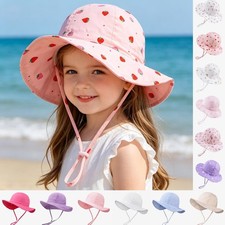 UK Kids Baby Sun Hat Summer Cotton Bucket Hats Boy Girl Toddler Unisex Beach Cap
