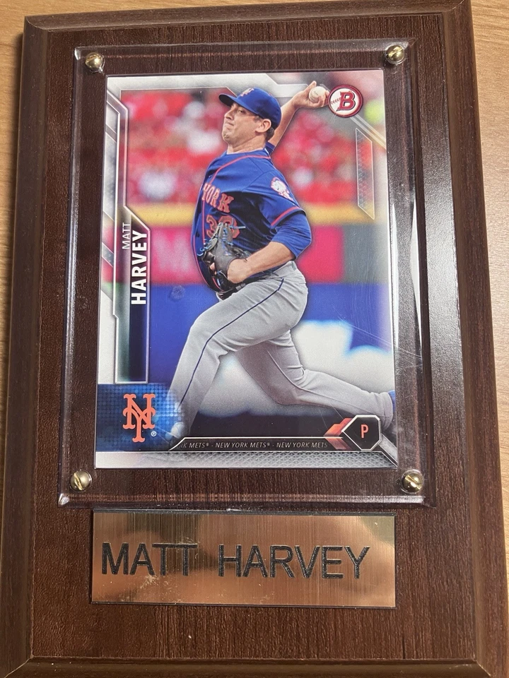 Placa de tarjeta de béisbol Matt Harvey 2016 Bowman NY Mets Foto 4 de 4