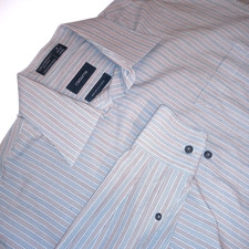 Claiborne Large Wrinkle Free Striped Mens button shirt 16-32/33 Large Cotton