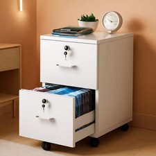 2 Drawer Locking File Cabinet For Letter Size Folders With Tabs, Mobile Under De