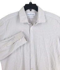 Mizzen Main Leeward Shirt Mens XL Tall Trim Fit Blue White Grid Check Stretch LS