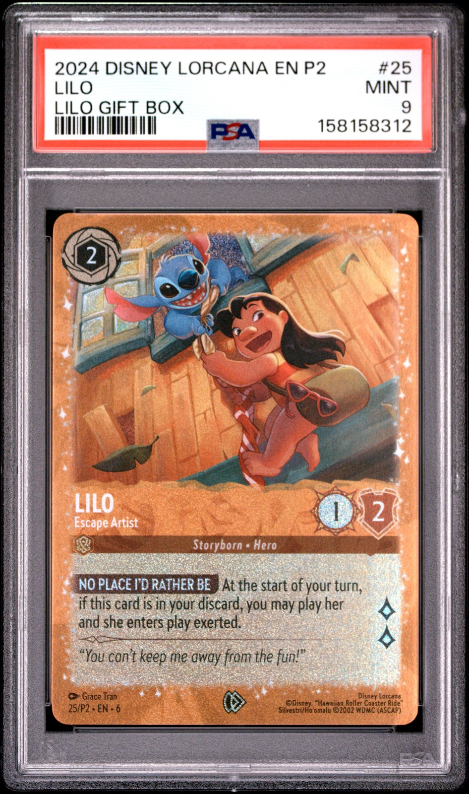 2024 DISNEY LORCANA EN P2-PROMO LILO GIFT BOX #25 LILO - ESCAPE ARTIST PSA 9
