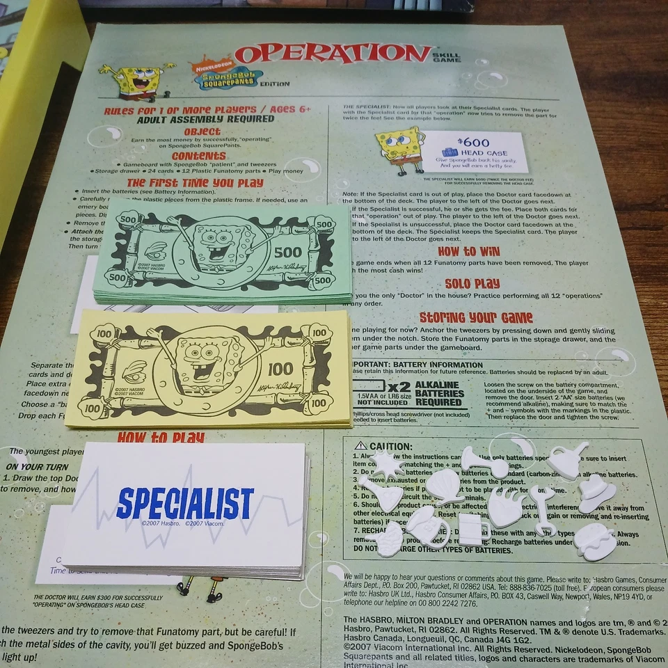 Rare SpongeBob SquarePants Operation Game - No Buzzer - Image 3 of 4